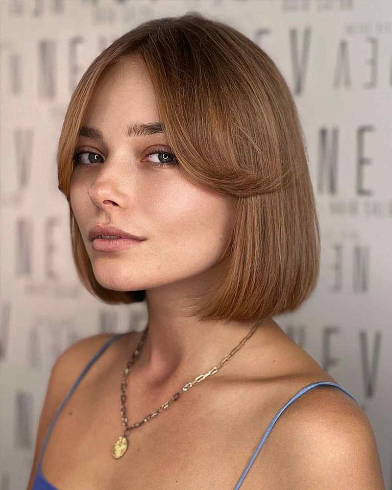 Rounded Bob with Curtain Bangs