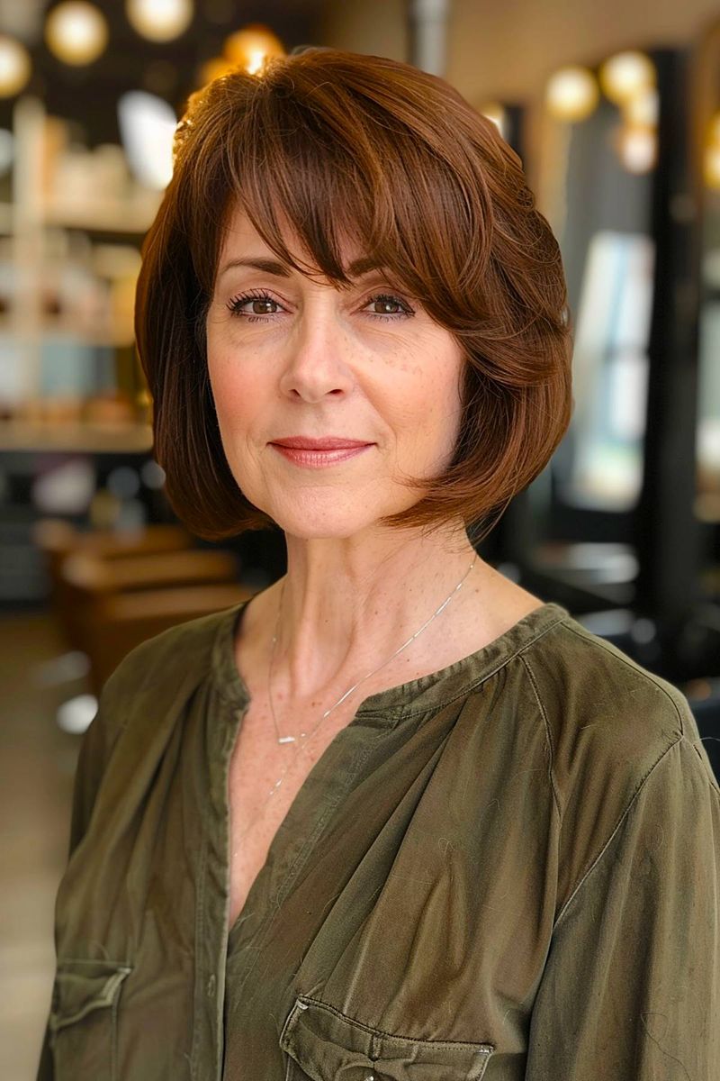 Rounded Bob with Curved Bangs