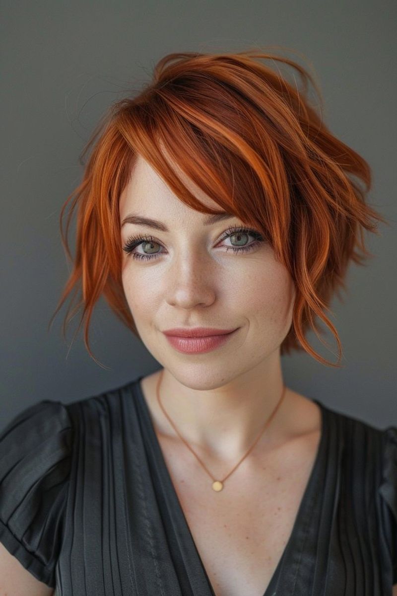 Auburn Mixie with Side-Swept Fringe