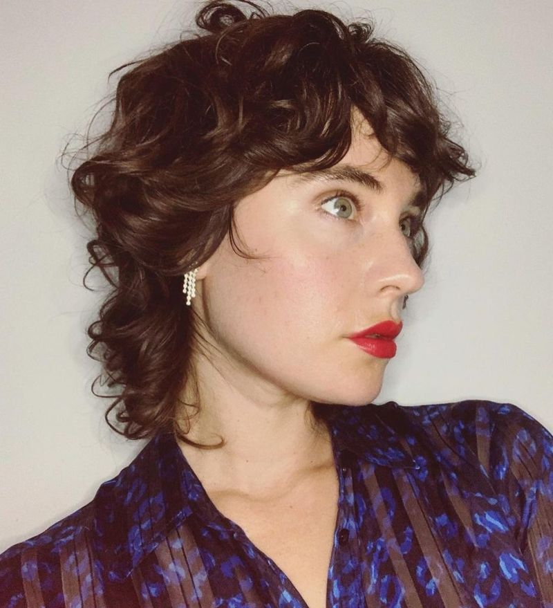 Curly Shag With Side-Swept Bangs