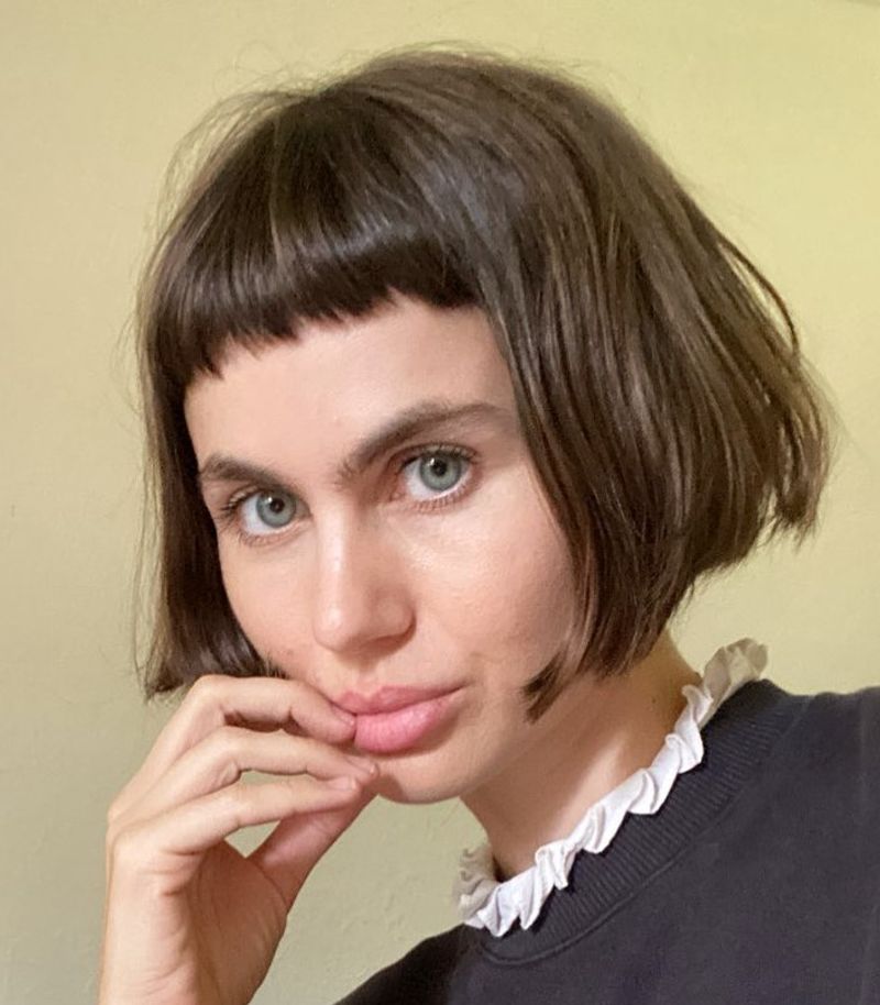 Blunt Chin-Length Bob with Micro-Bangs