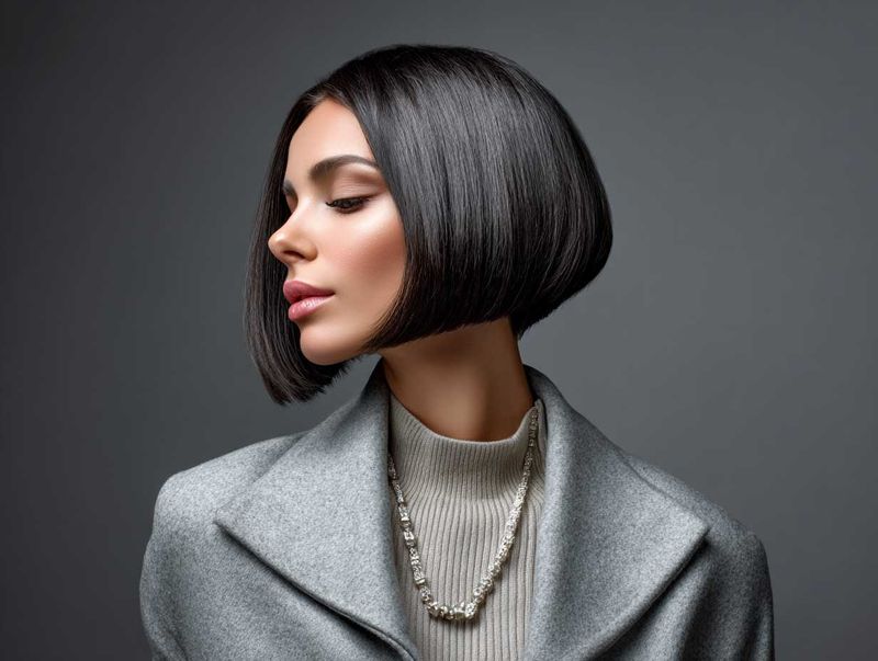 Blunt Bob with Side-Parted Sweeping Bangs
