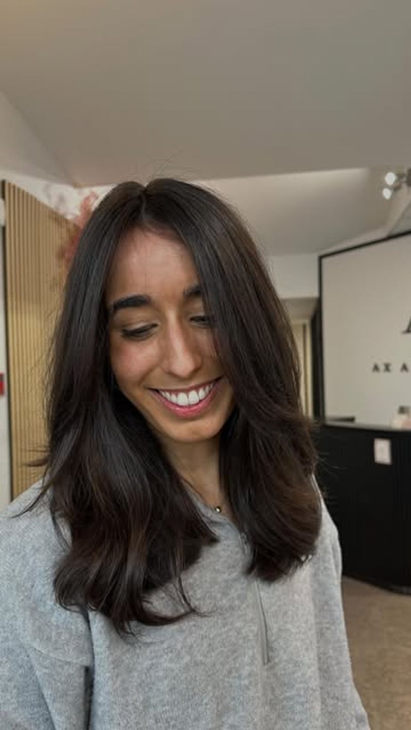 Curtain Bangs with Mid-Length Layers
