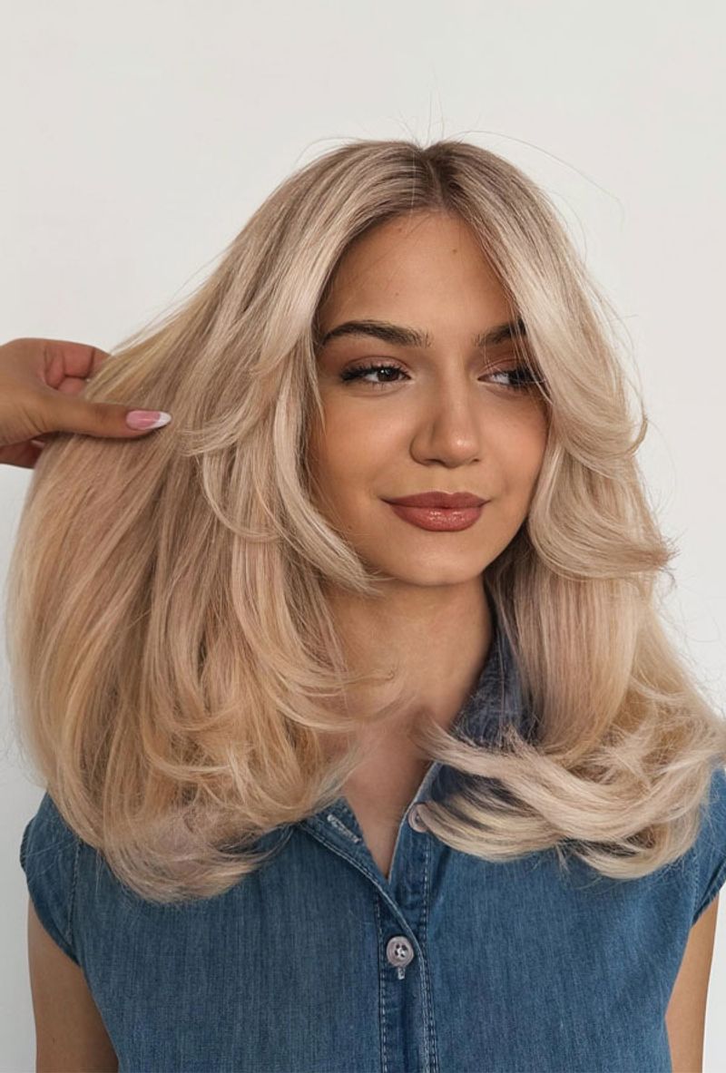 Voluminous Layers with Champagne Blonde