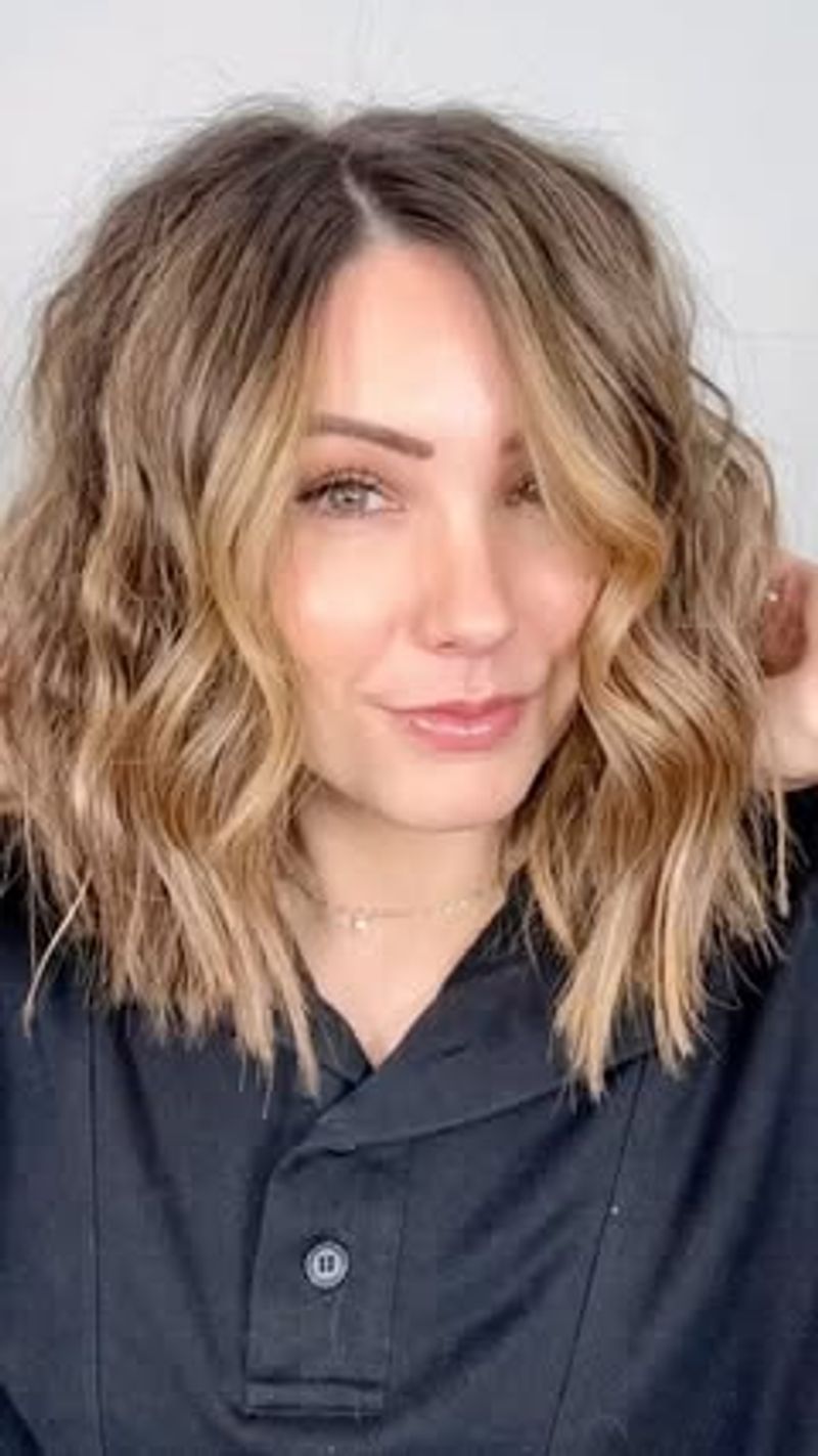 Shoulder-Length Waves with Side Part