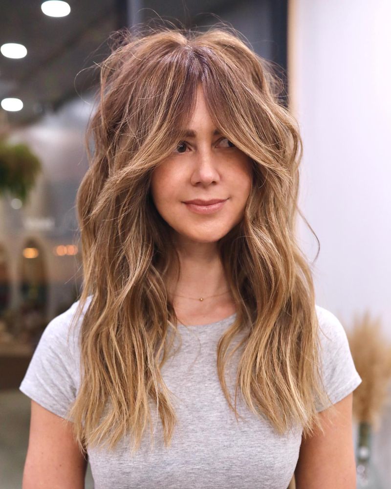 Wavy Shag with Curtain Bangs
