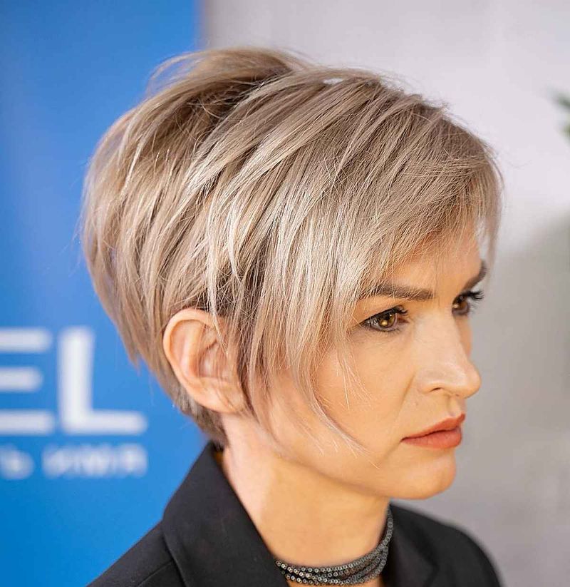 Long Pixie with Sweeping Fringe