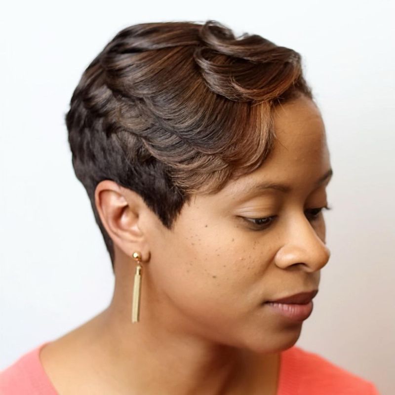 Micro Pixie with Caramel Highlights