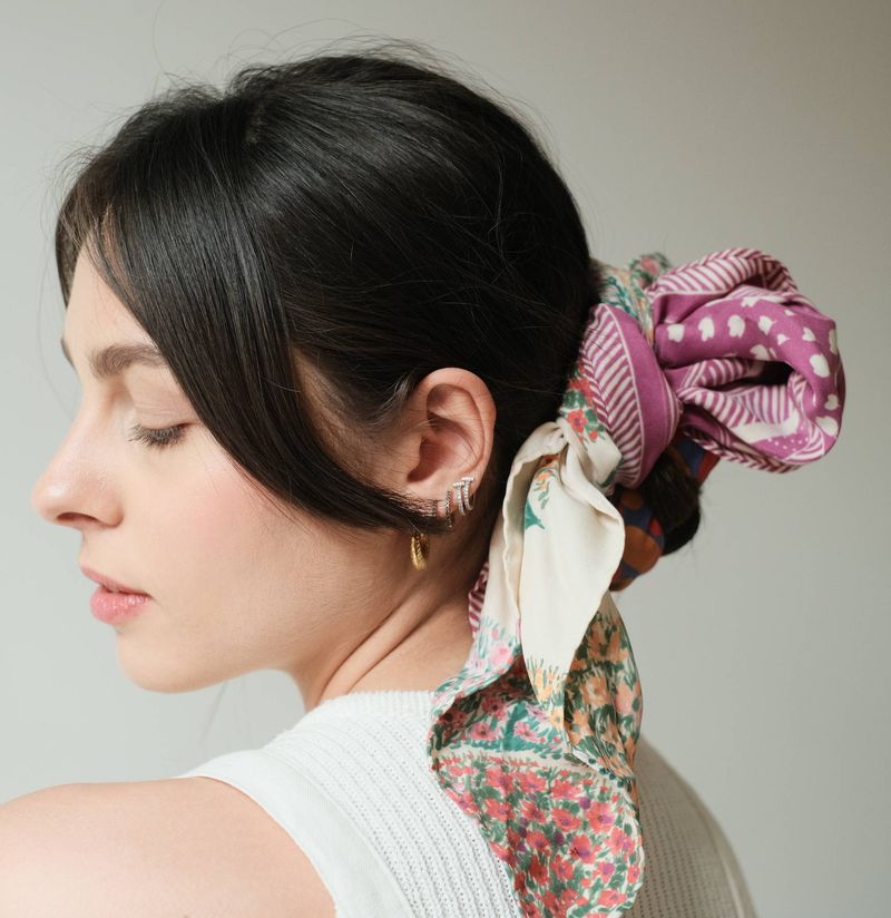 Low Messy Bun with Scarf