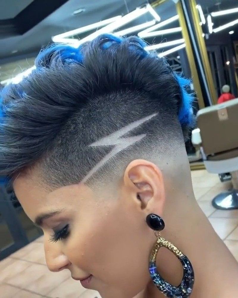 Feathered Pixie With Lightning Bolt Sidecut