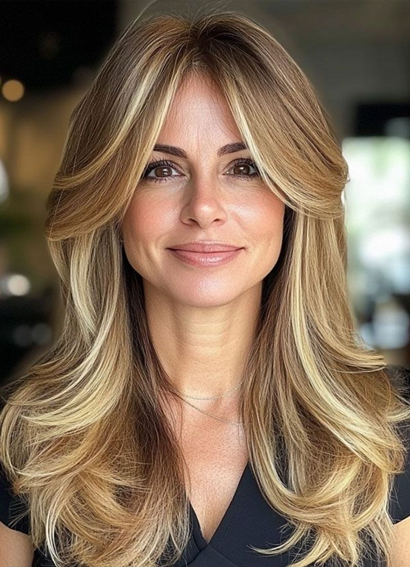Feathered Layers with Strawberry Blonde Highlights
