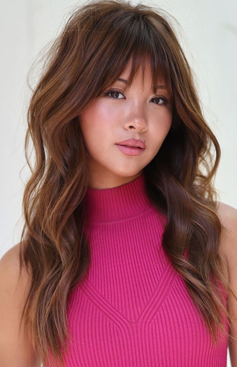Wispy Bangs and Layers for Long Necks