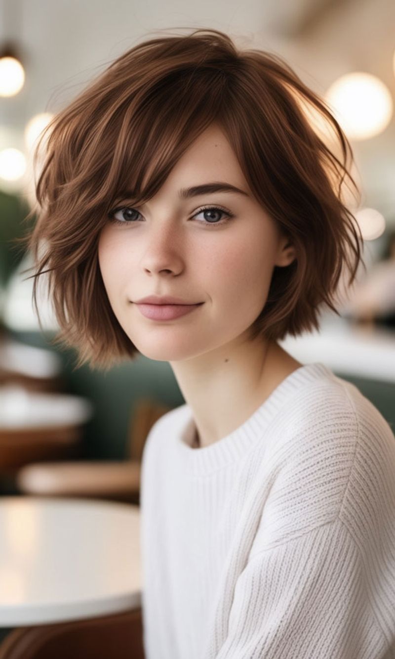 Bob Cut with Side-Swept Fringe